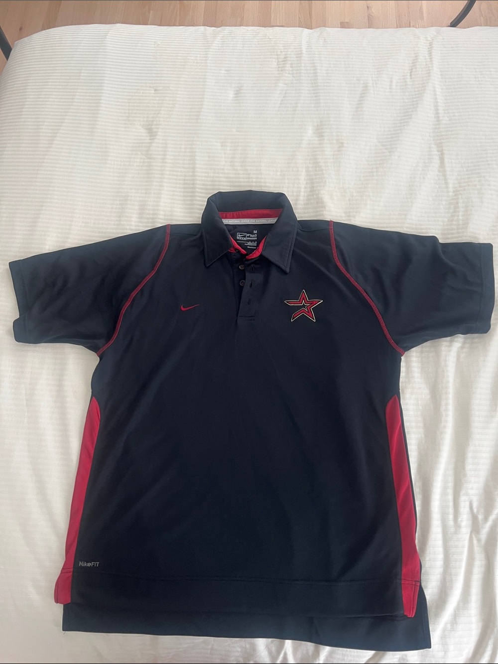 Nike Men’s Retro Astros Black Polo with Astros Star Logo